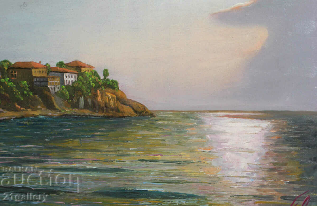 Delivery of Stoyan Drazhev - seascape, bay, oil paints, signed Delivery of Stoyan Drazhev - seascape, bay, oil paints, signed