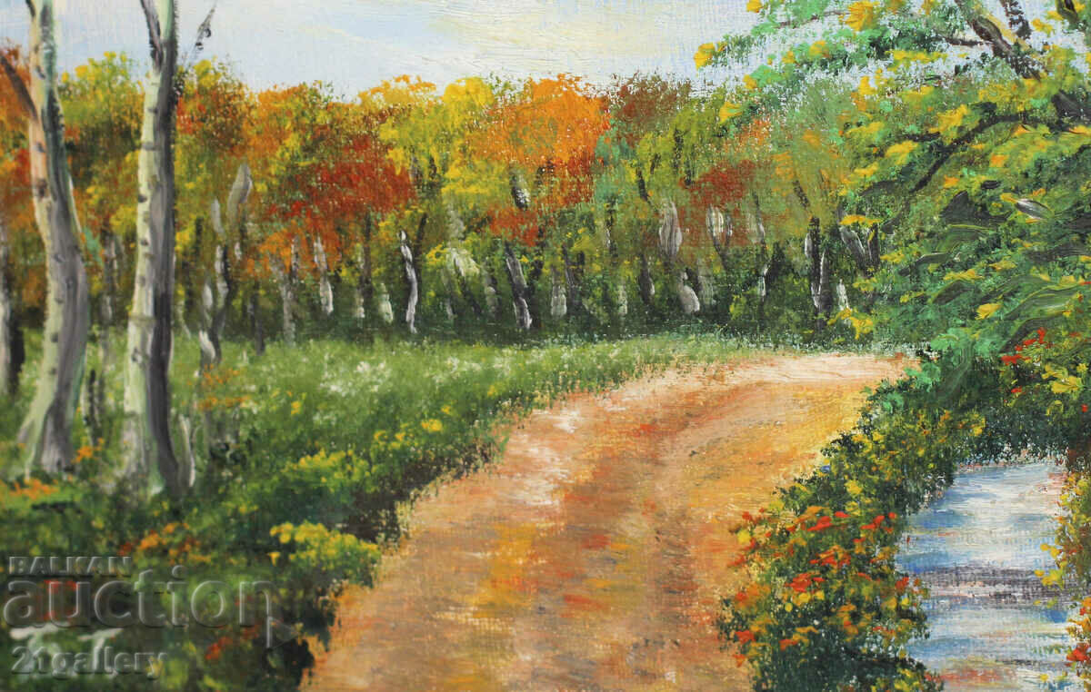 Пейзаж, горска пътека, маслени бои, подписана - 7 Пейзаж, горска пътека, маслени бои, подписана - 7