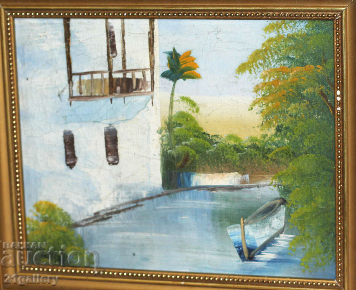 Auction Landscape with a boat, oil paints Auction Landscape with a boat, oil paints