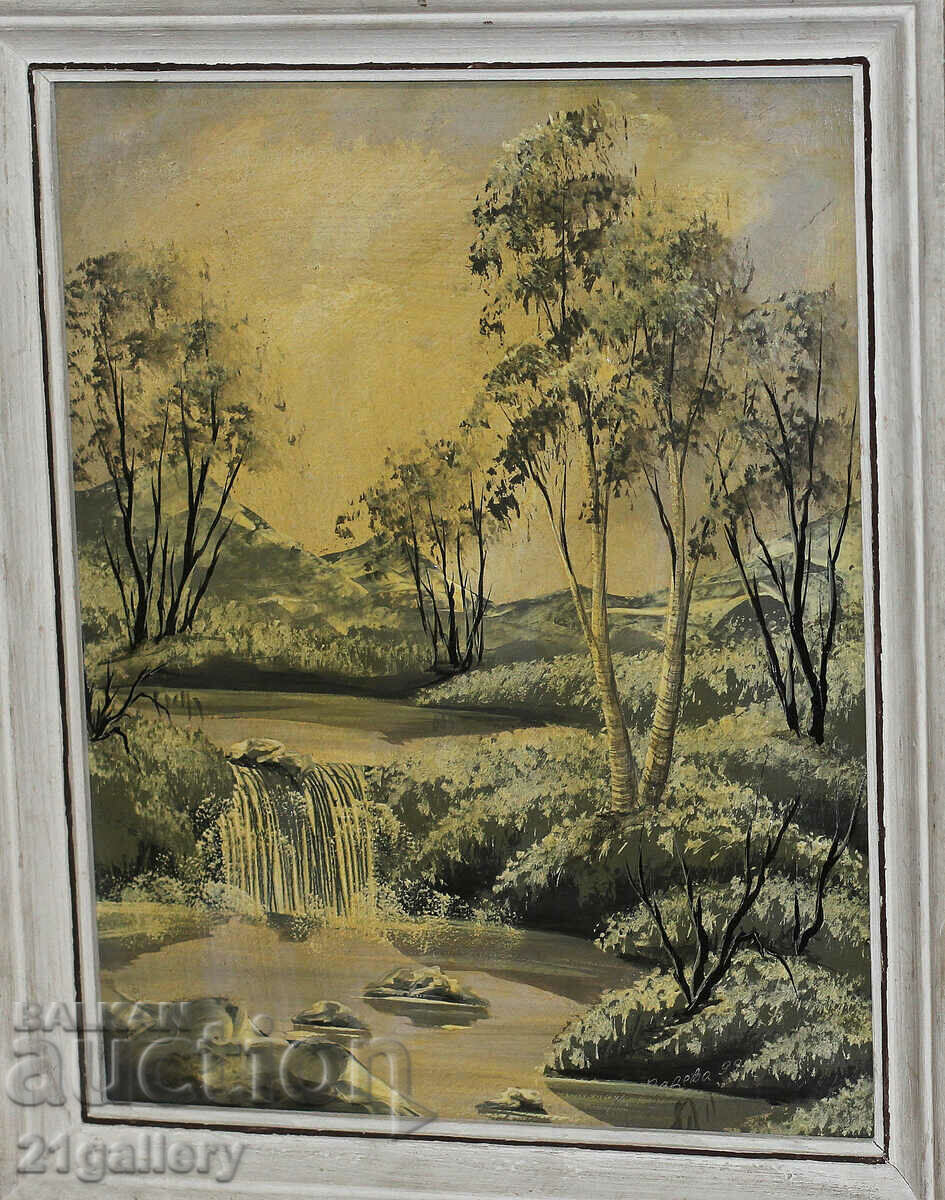Waterfall landscape, oil paints, 1999. Waterfall landscape, oil paints, 1999.