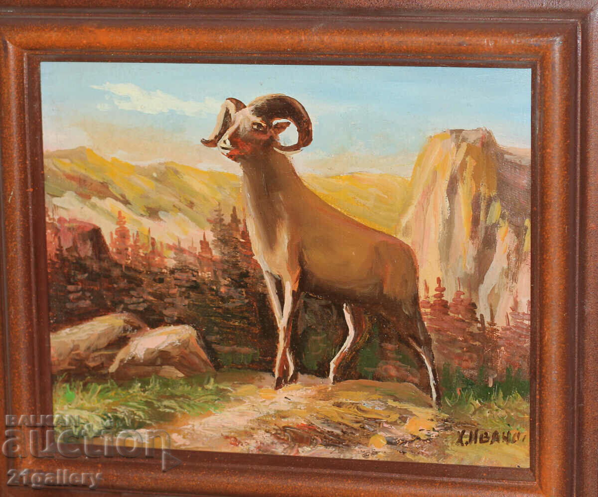 H. Ivanov, mountain ram/archar, oil paints with price 150.00 BGN | € 76.69 H. Ivanov, mountain ram/archar, oil paints with price 150.00 BGN | € 76.69