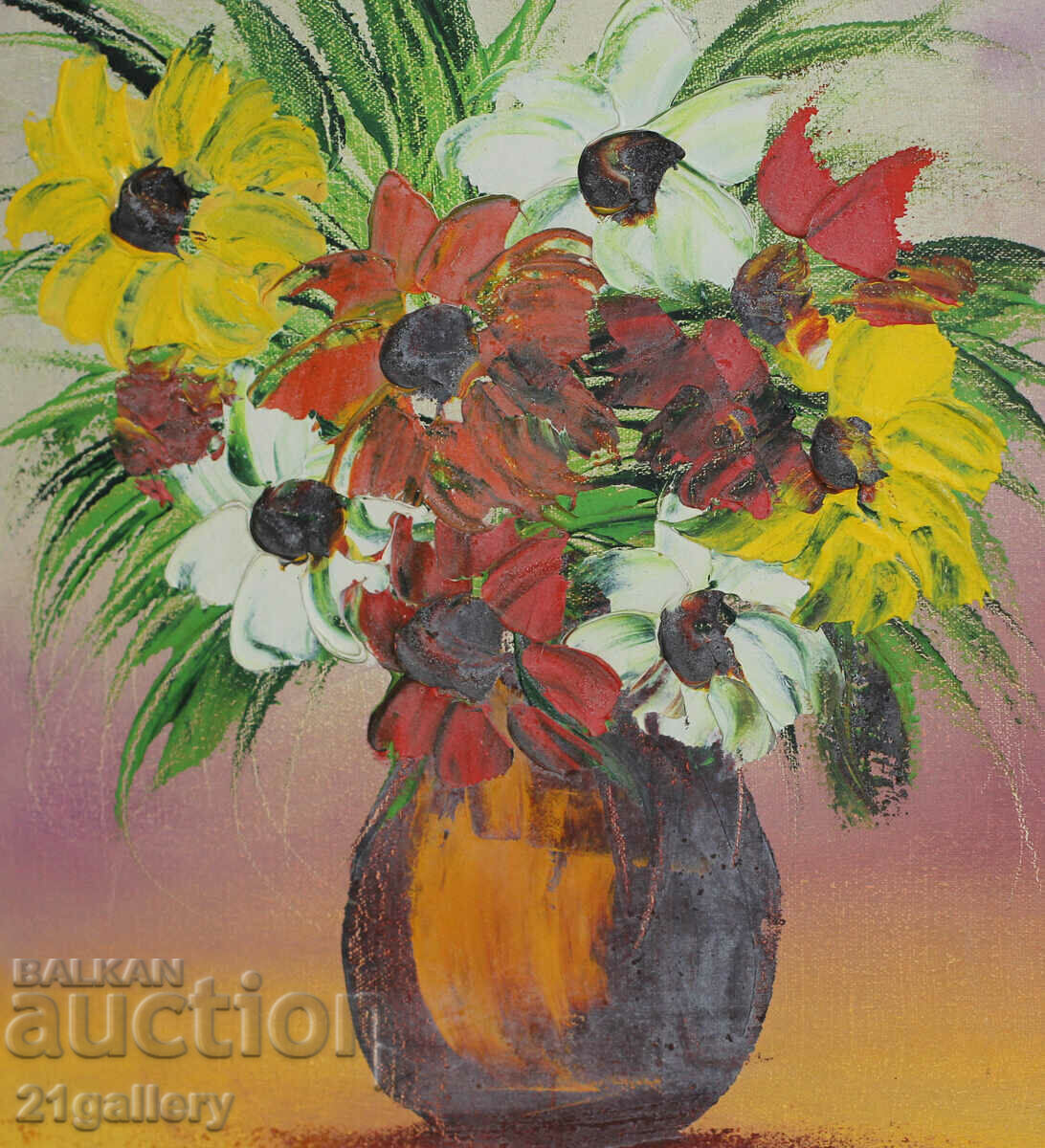 Krasimir Nestorov, natură moartă/vază cu flori, picturi în ulei '95. - 6 Krasimir Nestorov, natură moartă/vază cu flori, picturi în ulei '95. - 6