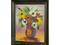 Krasimir Nestorov, still life/vase with flowers, oil paints '95.