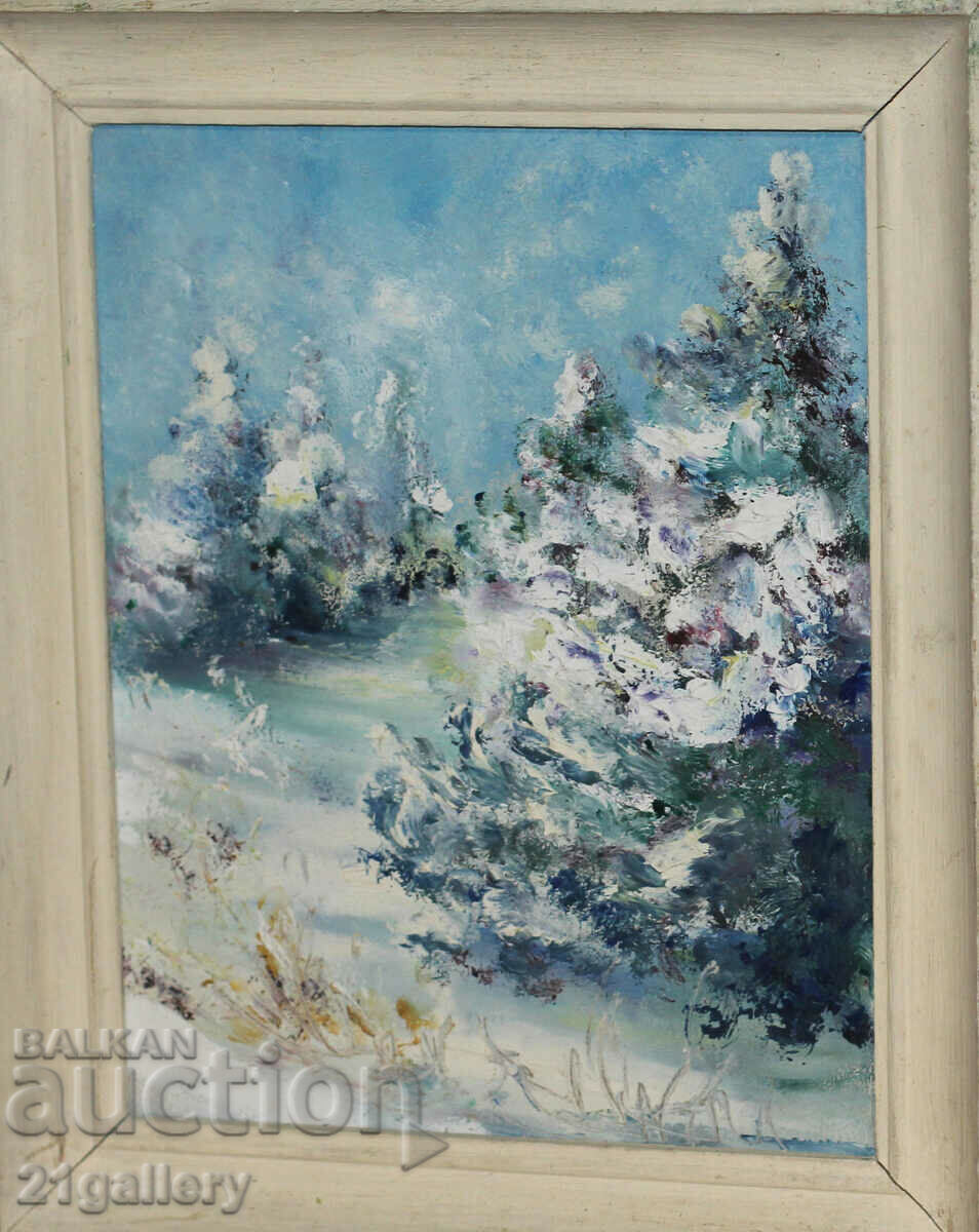 Winter landscape, oil paints with price 100.00 BGN | € 51.13 Winter landscape, oil paints with price 100.00 BGN | € 51.13
