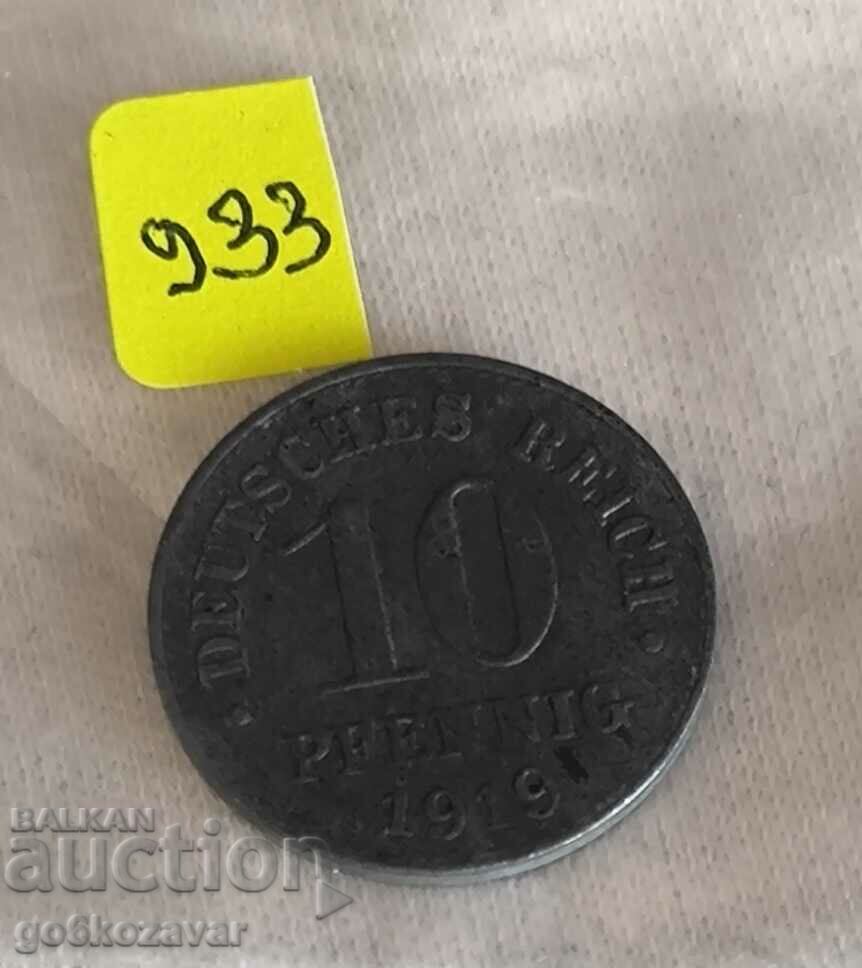 Auction  Germany 10 Pfennig 1919 Zinc!