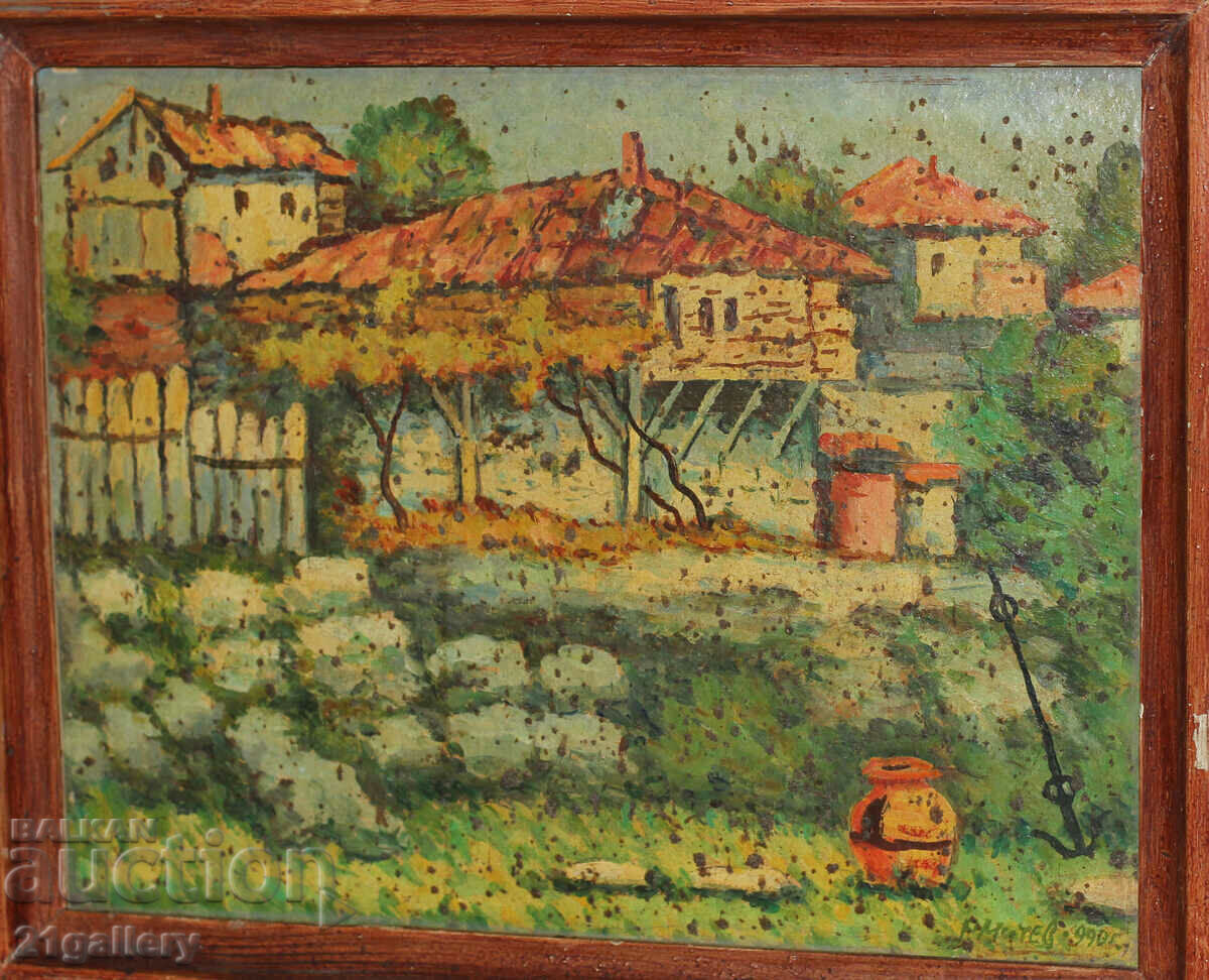 R. Mitev Rural landscape, oil paints, signed 1990. with price 180.00 BGN | € 92.03 R. Mitev Rural landscape, oil paints, signed 1990. with price 180.00 BGN | € 92.03
