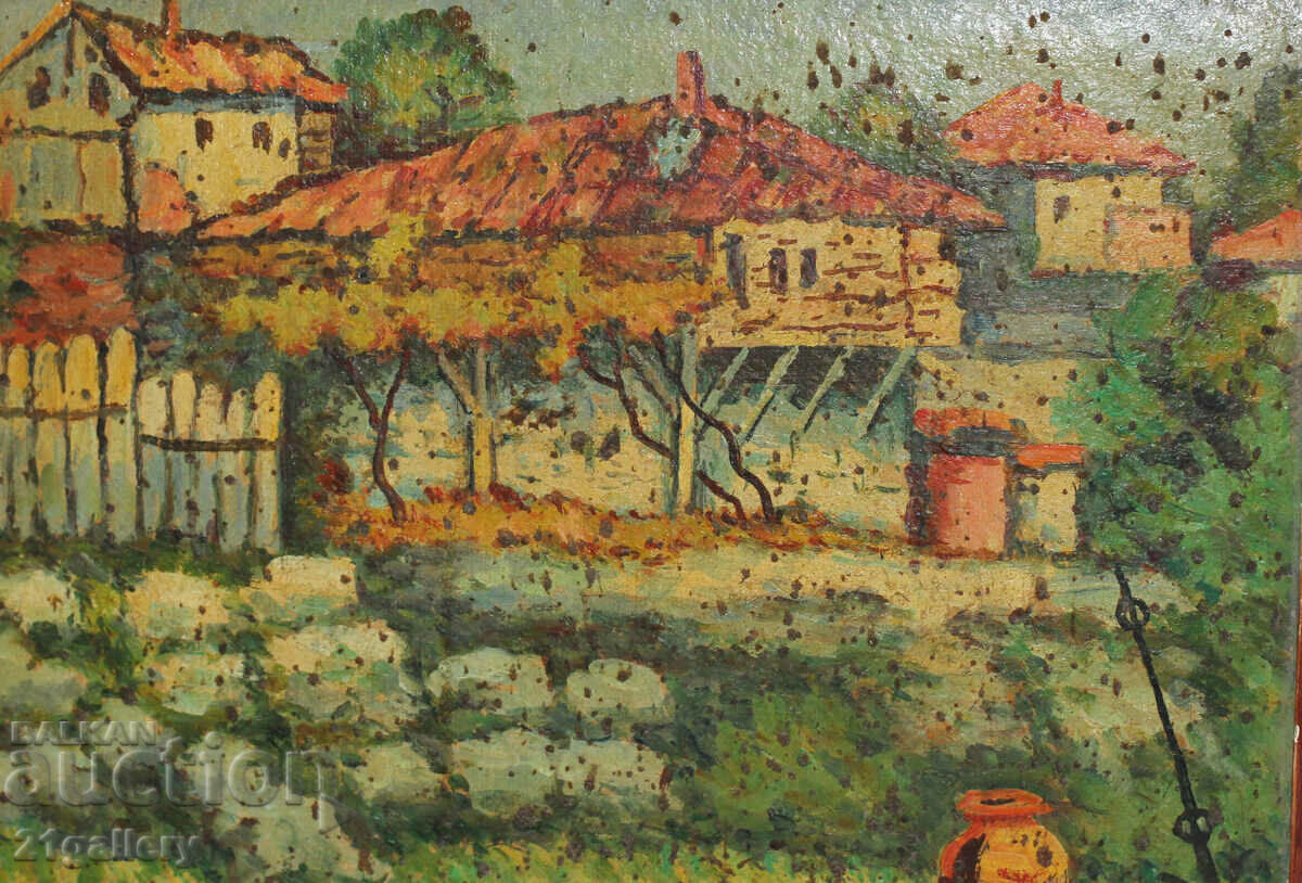 Auction R. Mitev Rural landscape, oil paints, signed 1990. Auction R. Mitev Rural landscape, oil paints, signed 1990.