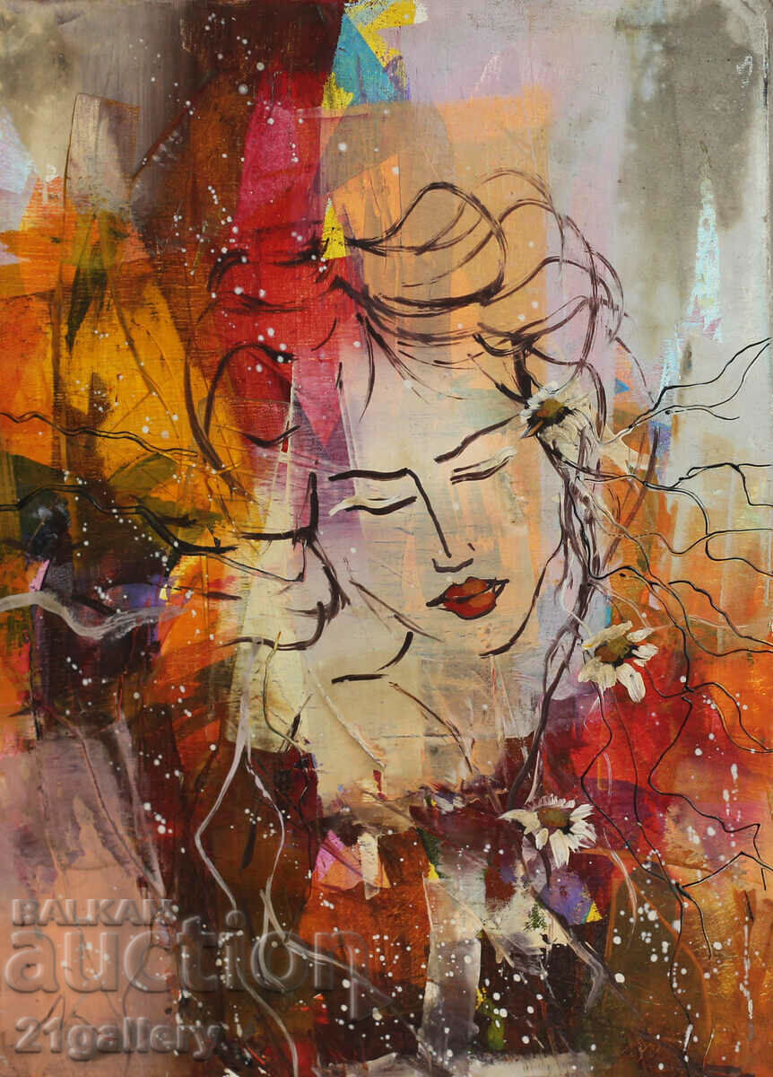 Lubomir Kolarov, portrait of a woman, oil paints, signed with price 240.00 BGN | € 122.71 Lubomir Kolarov, portrait of a woman, oil paints, signed with price 240.00 BGN | € 122.71