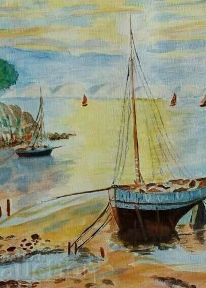 Delivery of . PAINTING WATERCOLOR DRAWING FRAME SEA LANDSCAPE