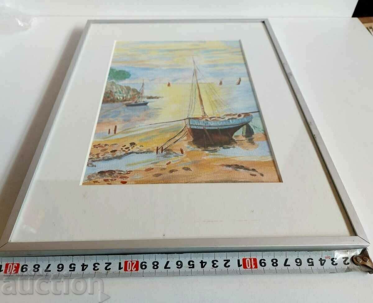 . PAINTING WATERCOLOR DRAWING FRAME SEA LANDSCAPE - 6