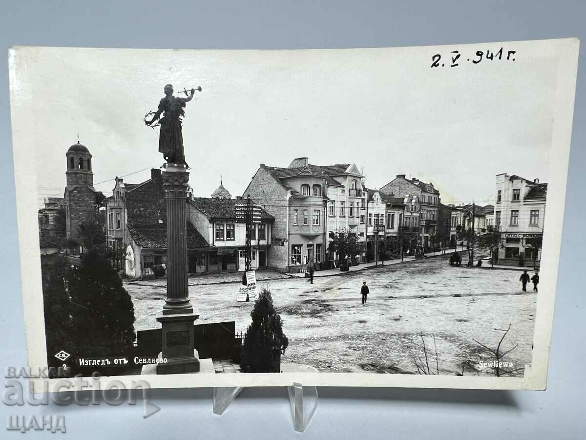 1941 Card Photo View Sevlievo Center Square Detail