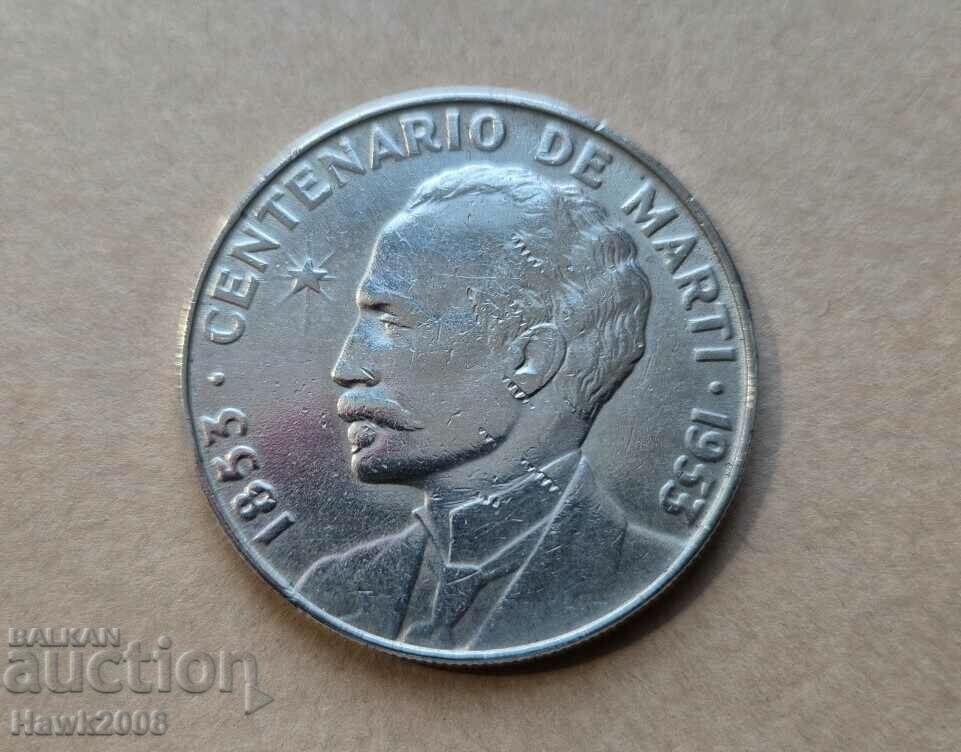 1 peso 1953 Cuba 100 de ani de la nașterea lui José Martí #2