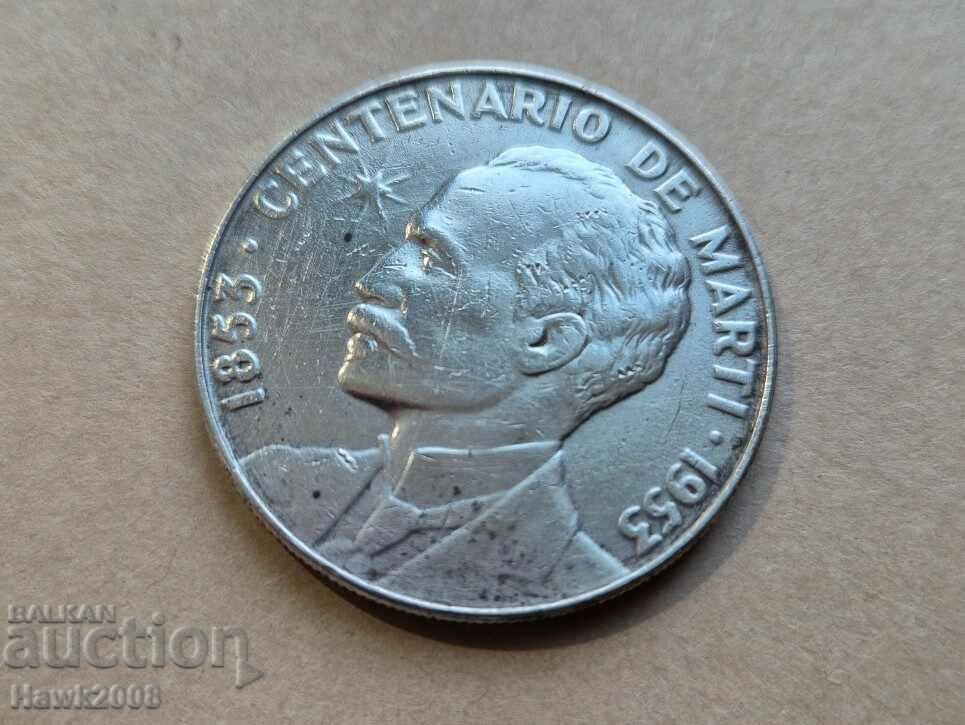 1 peso 1953 Cuba 100 de ani de la nașterea lui José Martí #3