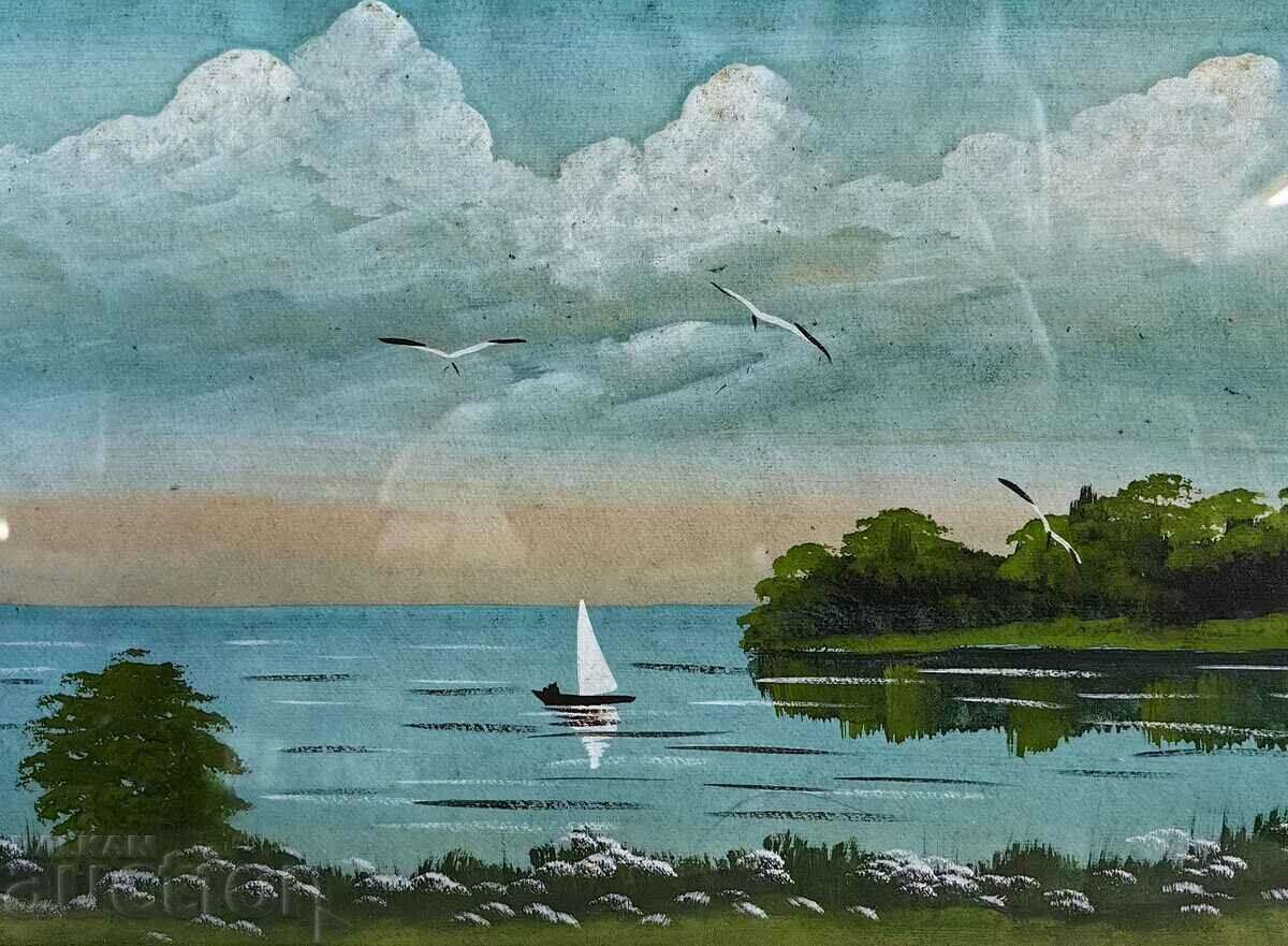 . OLD WATERCOLOR LANDSCAPE MARINISM PICTURE FRAME GLASS with price 25.00 BGN | € 12.78 . OLD WATERCOLOR LANDSCAPE MARINISM PICTURE FRAME GLASS with price 25.00 BGN | € 12.78