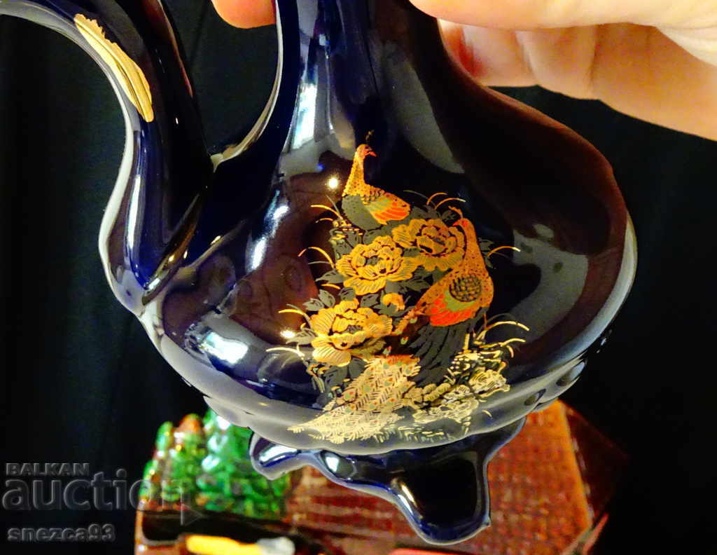 Peacock porcelain jug, gold, cobalt. with price 19.00 BGN | € 9.71 Peacock porcelain jug, gold, cobalt. with price 19.00 BGN | € 9.71