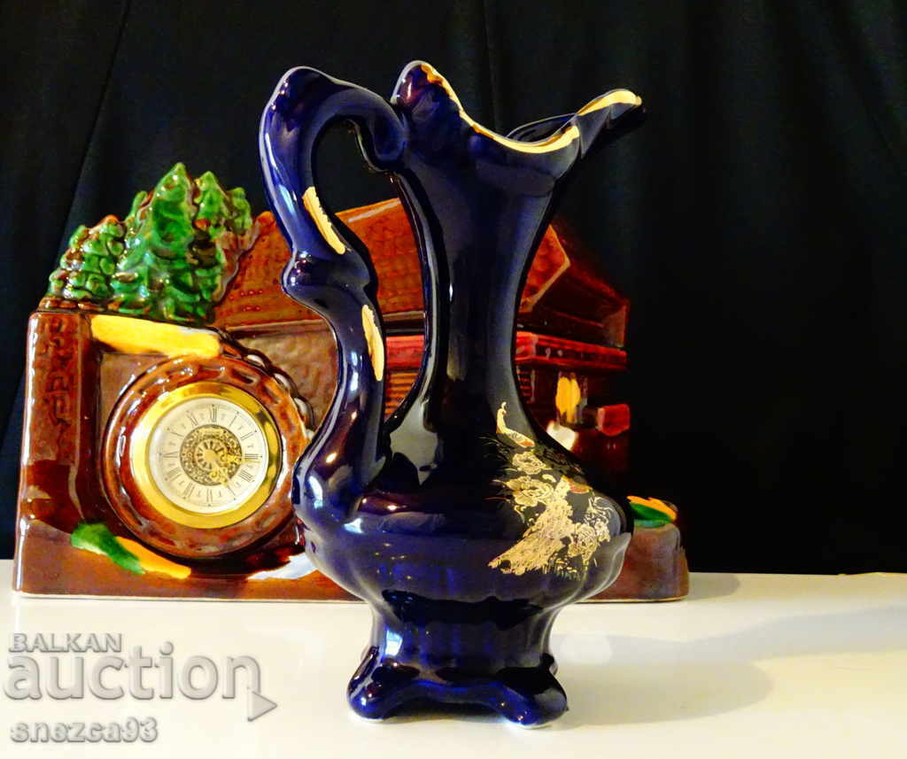 Peacock porcelain jug, gold, cobalt. - 5 Peacock porcelain jug, gold, cobalt. - 5