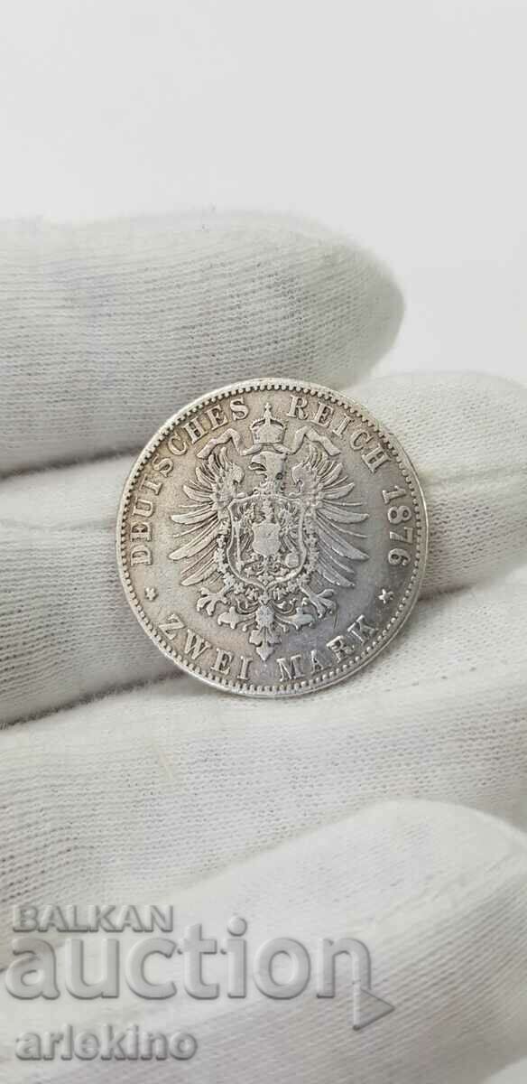 Silver coin 2 marks - Germany - Prussia 1876