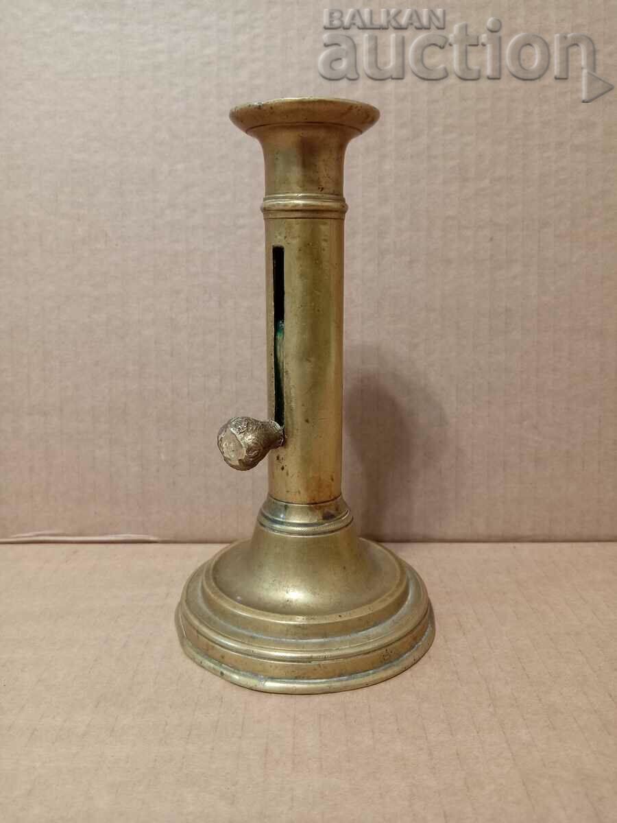 antique bronze candlestick with candle height adjustment with price 61.00 BGN | € 31.19