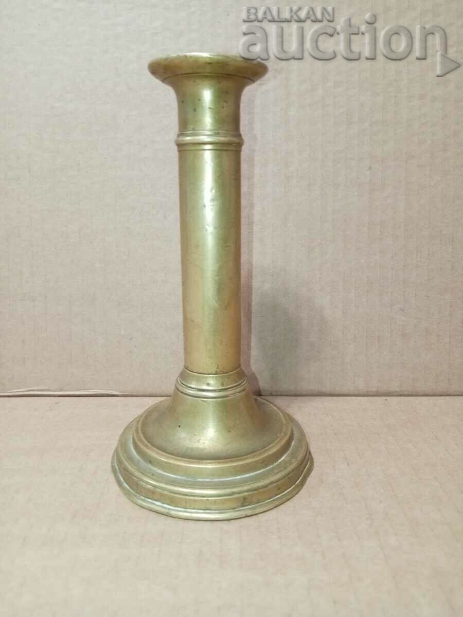 Auction  antique bronze candlestick with candle height adjustment