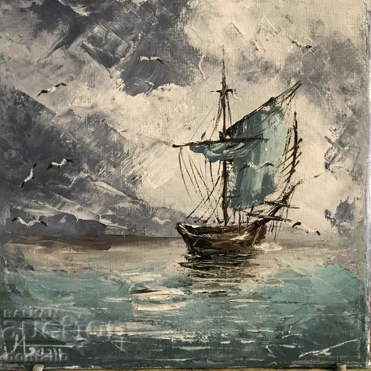 Anton Yordanov- Oil painting seascape- Ship