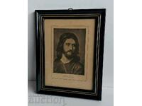 . OLD RELIGIOUS GRAPHIC FRAMED JESUS CHRIST BIBLE ICON