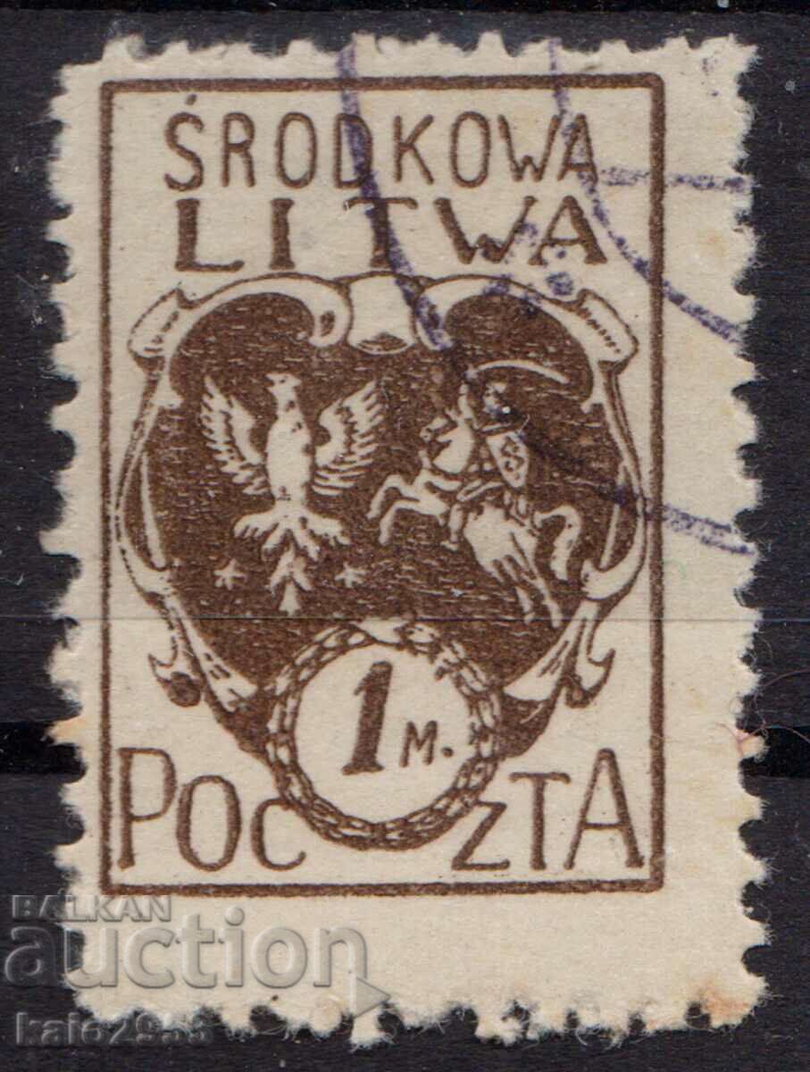 LITHUANIA/Middle/-1920-Regular-Coat-of-Coat-dented, stamp