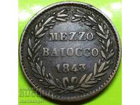 1/2 Baiocco Mezzo 1843 Vatican