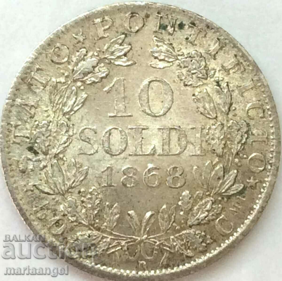 10 soldi 1868 Vatican Pius IX An. XXIII silver