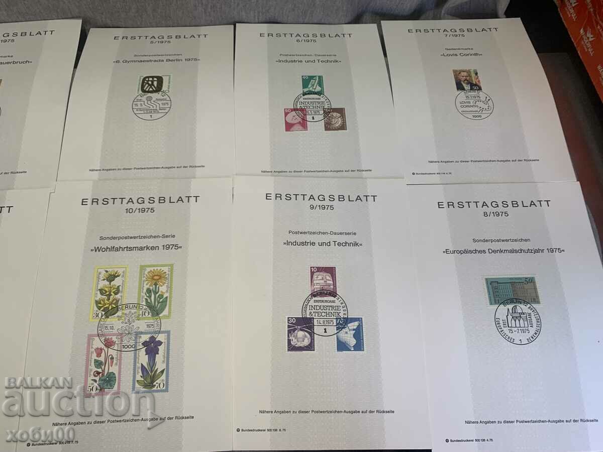 Auction postage stamps Germany First sheet 1975 Auction postage stamps Germany First sheet 1975