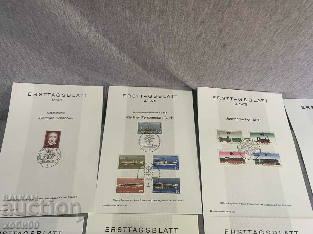 postage stamps Germany First sheet 1975 - 7 postage stamps Germany First sheet 1975 - 7