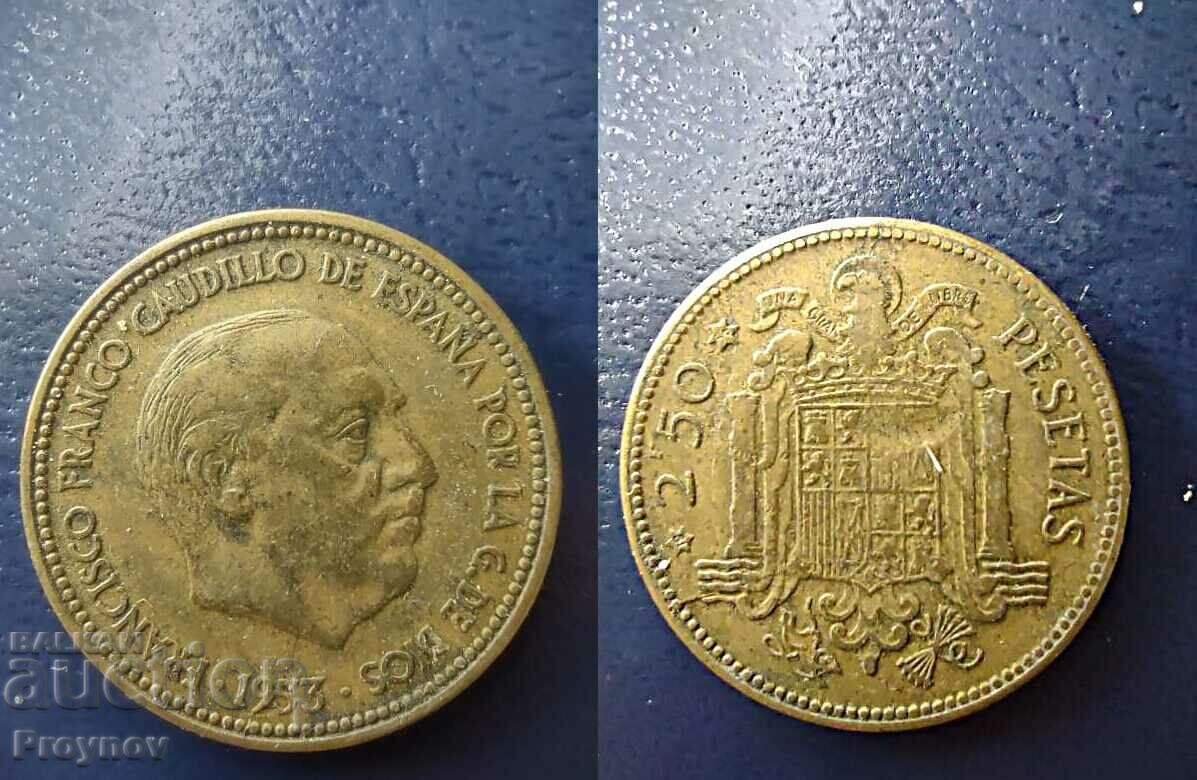 MINT ERROR- Spania 2½ pesetas, 1953