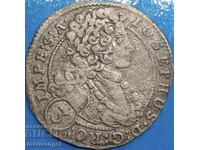 Joseph I 3 Kreuzer 1709 Austria Bohemia RDR - σπάνιο