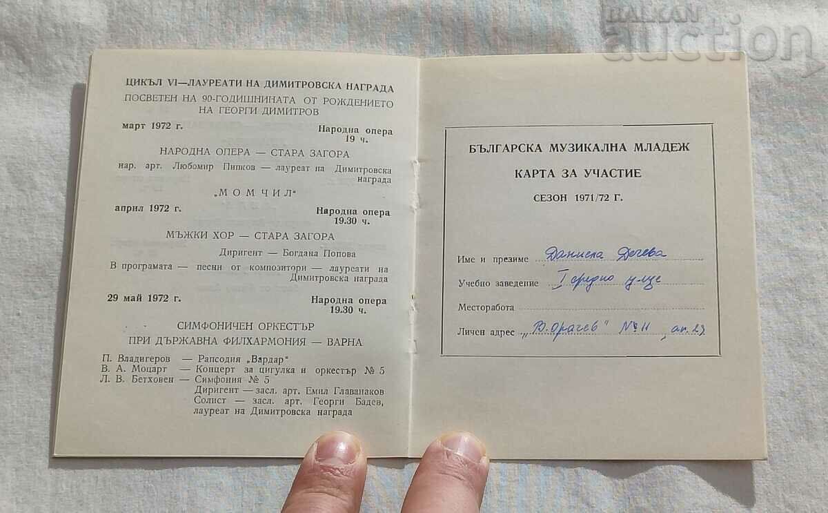 BULGARIAN MUSICAL YOUTH MOVEMENT 1971/72 ST. ZAGORA PROGRAM - 6 BULGARIAN MUSICAL YOUTH MOVEMENT 1971/72 ST. ZAGORA PROGRAM - 6