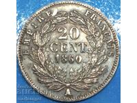 20 centimes 1860 Franta A-Paris Napoleon III argint