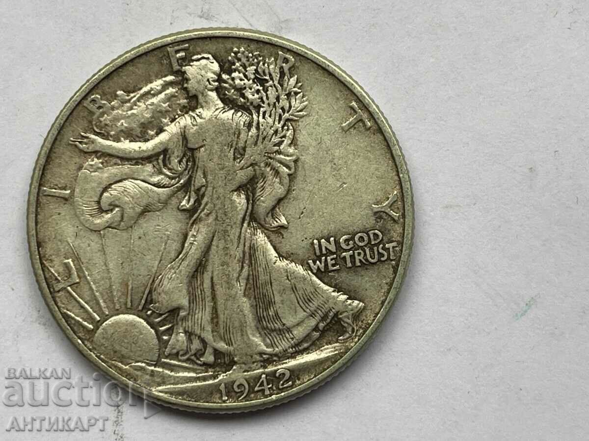 #1 САЩ  половин долар half dollar сребърна монета 1942