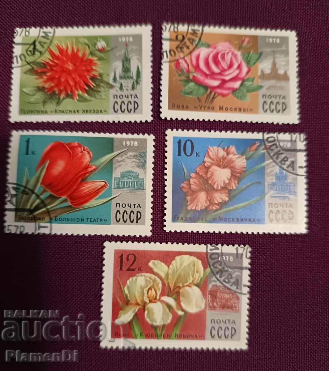 A series of Russian stamps-flowers from 1979.