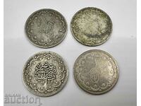 4 Authentic Silver Ottoman Turkish Coins