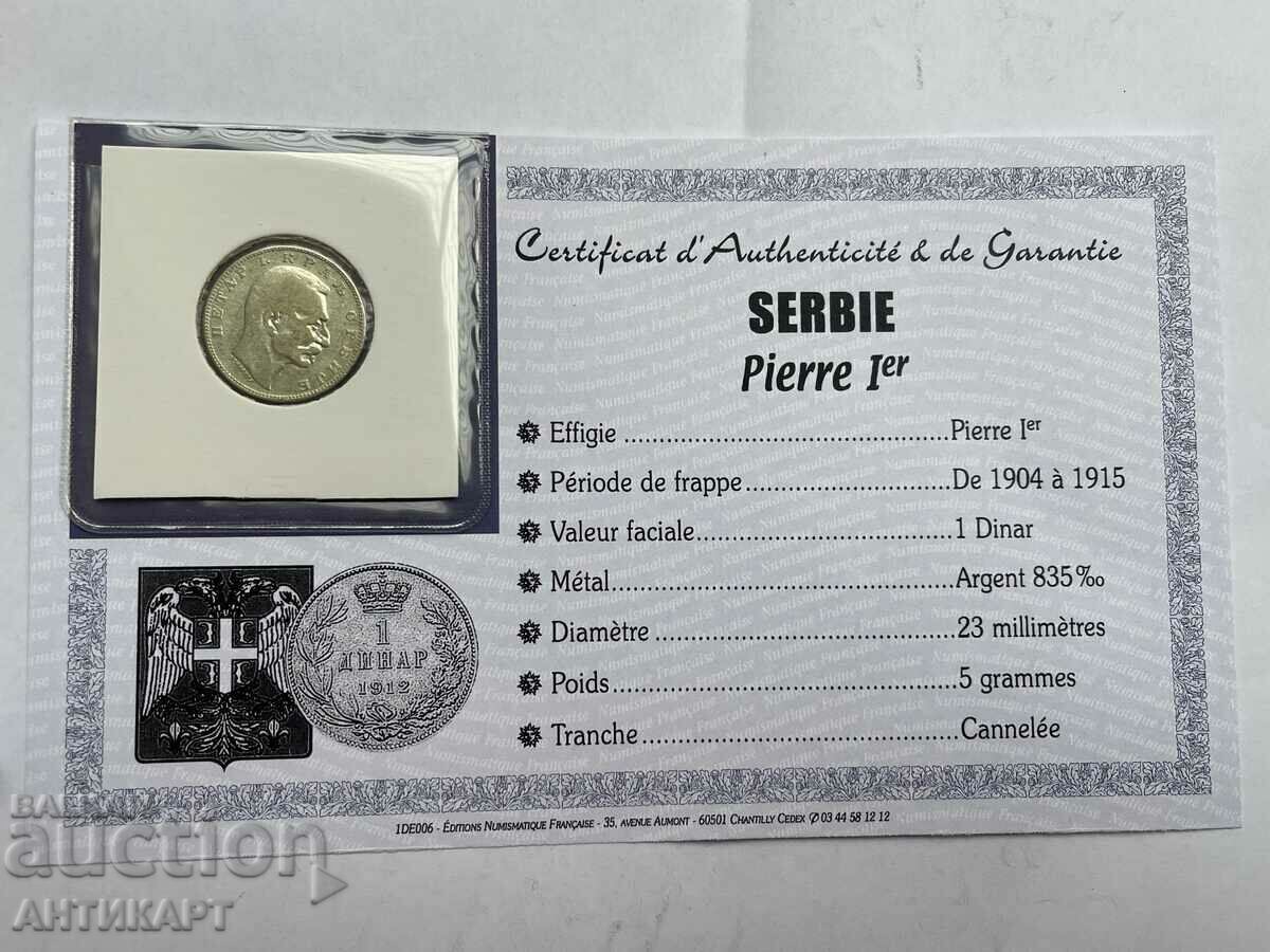 monedă de argint 1 dinar Serbia Iugoslavia 1904 argint