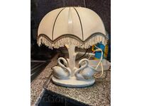 .GORGEOUS PORCELAIN TABLE NIGHT LAMP SWAN STATUETTE