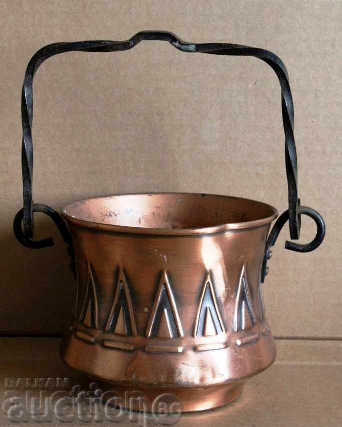 . OLD COPPER BOWL BASKET REFRIGERATOR COPPER POT COTTLE COPPER