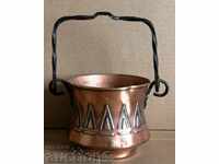 . OLD COPPER BOWL BASKET REFRIGERATOR COPPER POT COTTLE COPPER