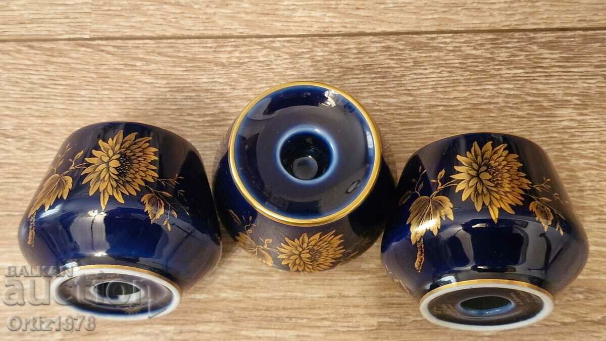 Auction  Lindner Kueps, Germany – Small cobalt candlesticks. New!