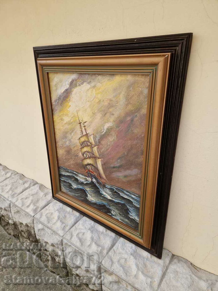 Pictură antică unică în ulei pe pânză - 7