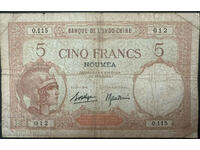 French Indo-China New Caledonia 5 Francs 1926 Pick 36B