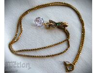 Gold-plated "American double" - Amerik-necklace with emerald