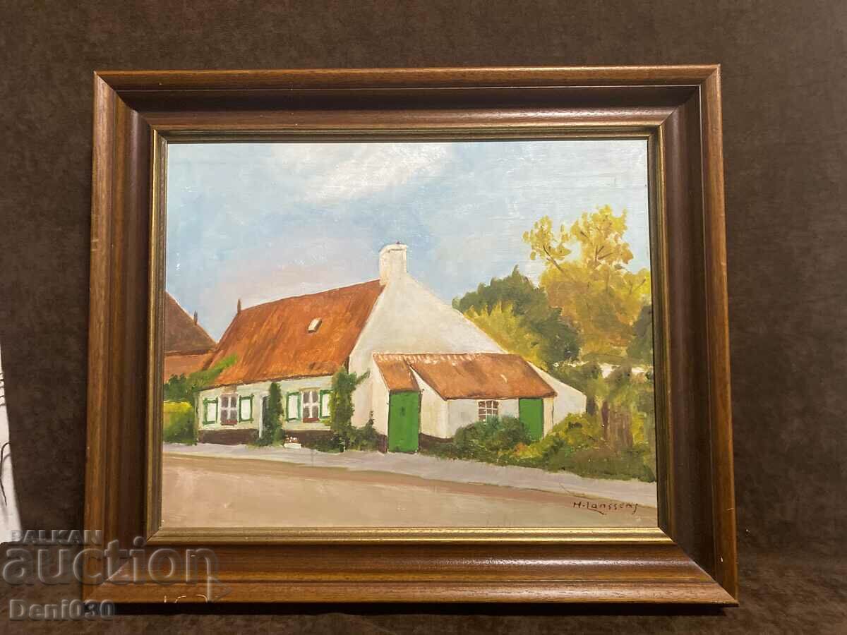 Beautiful old original oil on wood painting