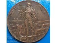 5 centesimi 1915 Italy large copper coin