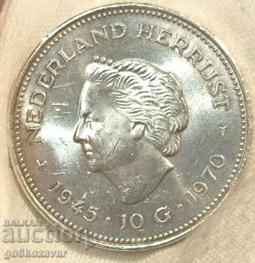 Olanda 10 Gulden 1970 Argint UNC