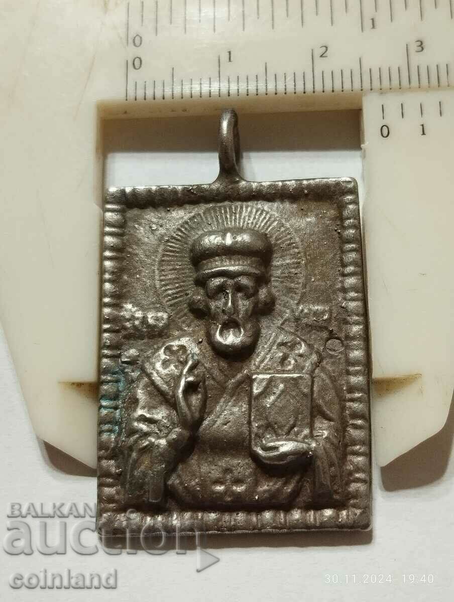 SILVER ICON OF SAINT NICHOLAS THE MIRACLEWORKER - REPLICA REPRODUCTION with price 50.00 BGN | € 25.56
