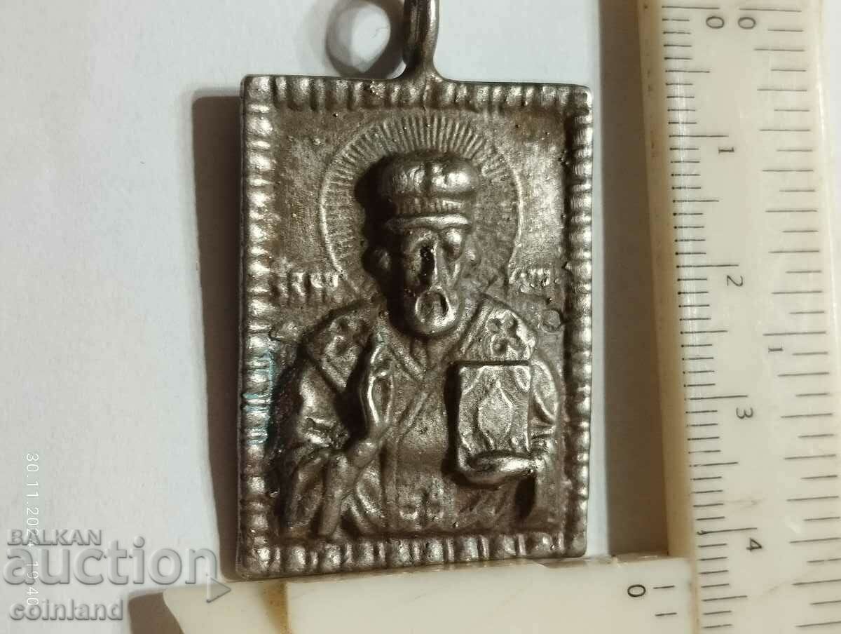 Auction  SILVER ICON OF SAINT NICHOLAS THE MIRACLEWORKER - REPLICA REPRODUCTION